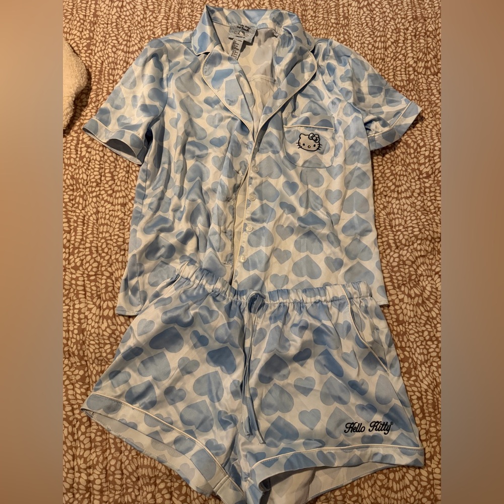 Forever 21 Hello Kitty Blue Heart Pajama Set